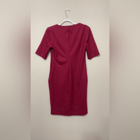 Diane Von Furstenberg Burgundy Wool Dress Womens Size 10 Side Zip 1/4 Sleeve - Picture 4 of 13